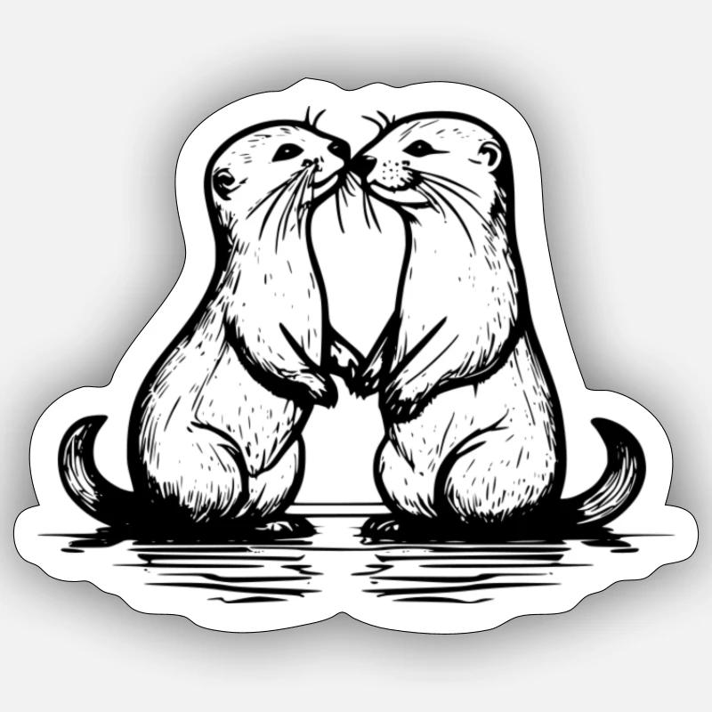 Two Otters Sticker size S (10 x 10 cm)