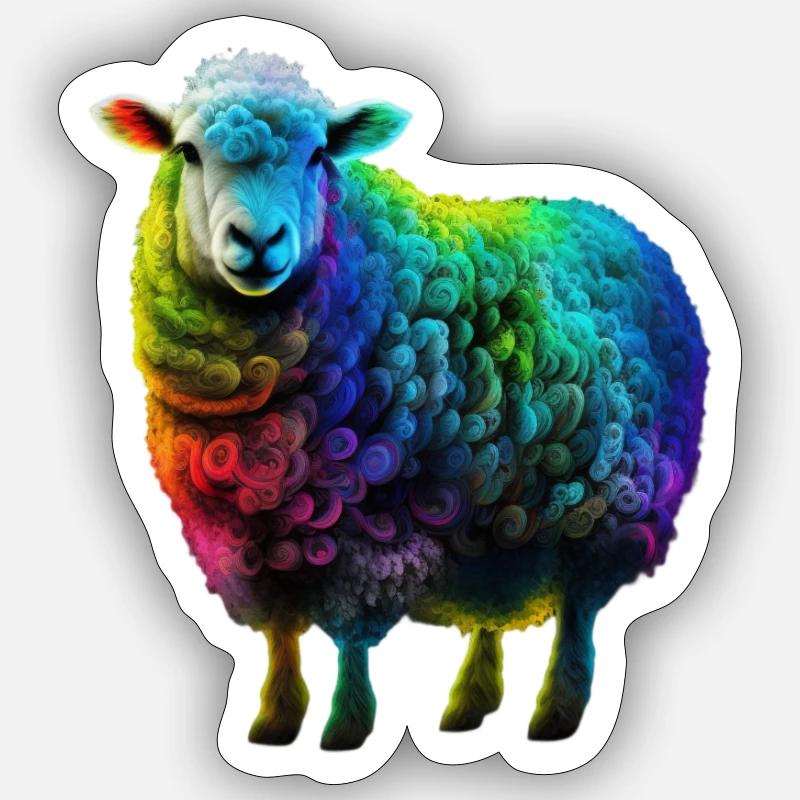 BREBIS COULEURS - Sticker taille S (10 x 10 cm) - blanc mat