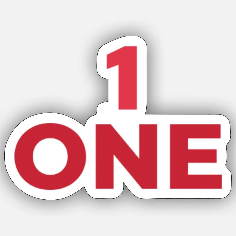 DESIGNE CHIFFRE UN EN ROUGE - Sticker taille S (10 x 10 cm) - blanc mat