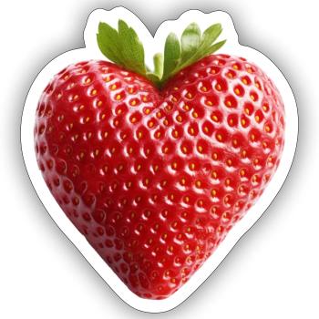 Cœur de fraise - Sticker taille S (10 x 10 cm) - blanc mat - Devant