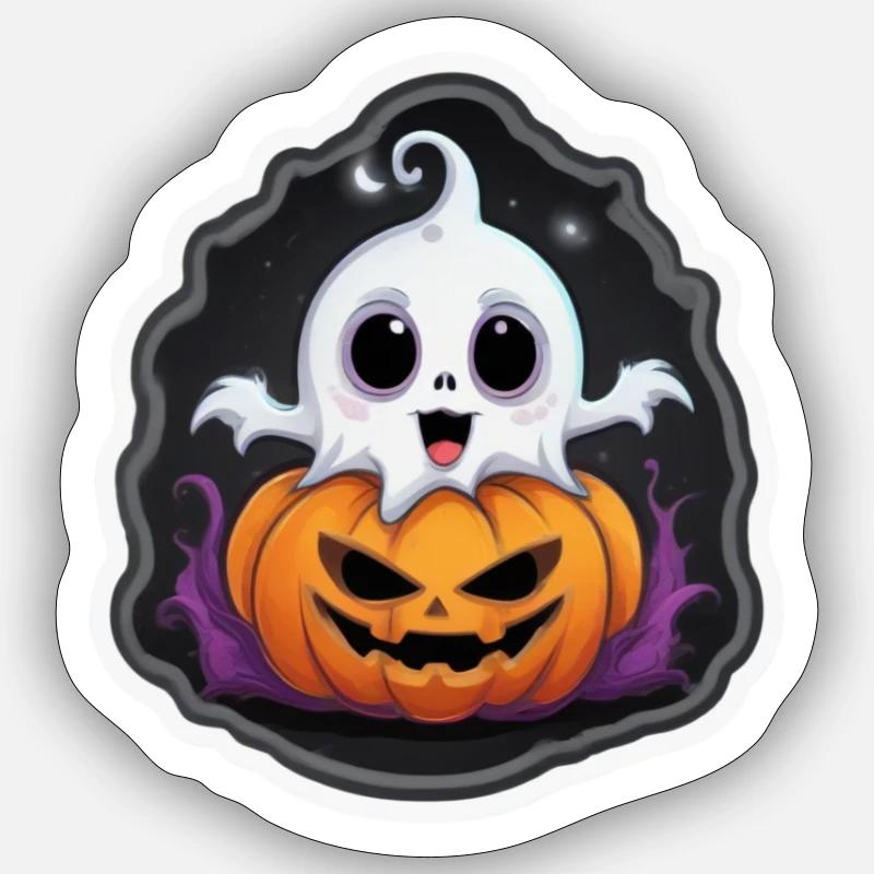 Fantôme d'Halloween - Sticker taille S (10 x 10 cm) - blanc mat