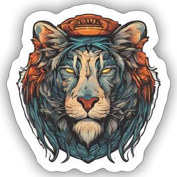 Majestic Lion Captain - Sticker size S (10 x 10 cm) - white matte - Front