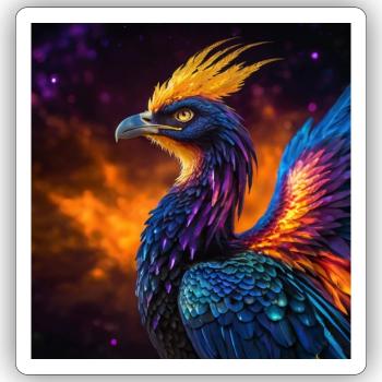 Schöner bunter Phönix - Sticker Größe S (10 x 10 cm) - Mattweiß - Vorne