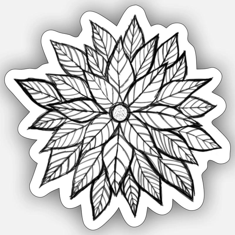 multi-layer flower sketch | original by. MMJ49 - Sticker size S (10 x 10 cm) - white matte