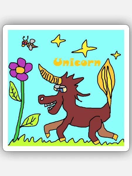 Unicorn - Sticker Größe S (10 x 10 cm) - Mattweiß