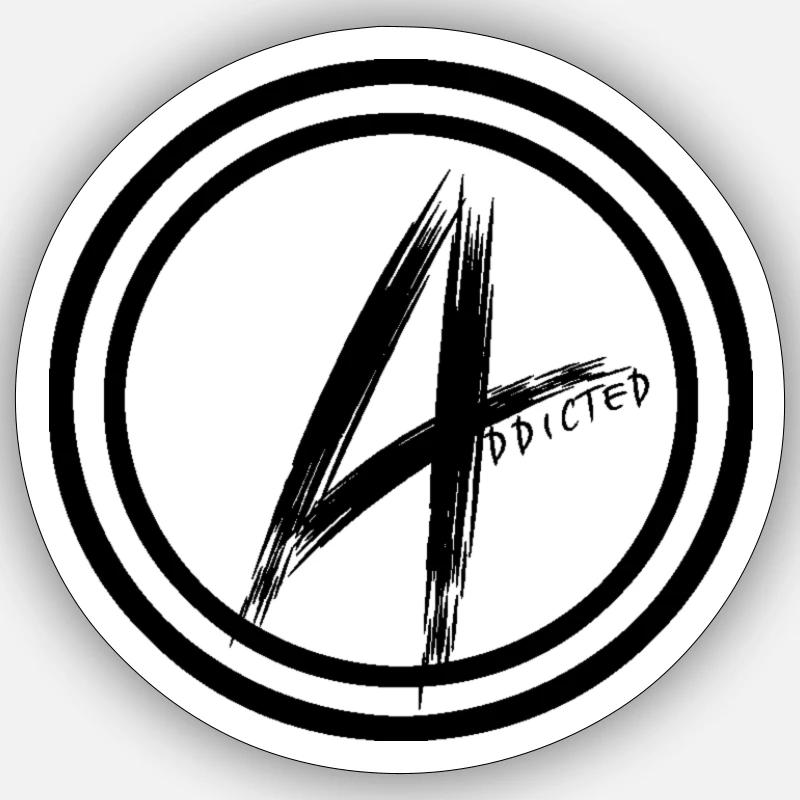 addicted blason - Sticker taille S (10 x 10 cm) - blanc mat