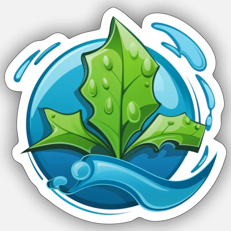 Eco: Eau & Feuille Sticker taille S (10 x 10 cm)