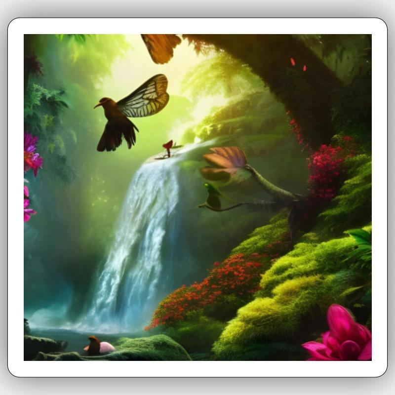 Waterfall - Sticker Größe S (10 x 10 cm) - Mattweiß