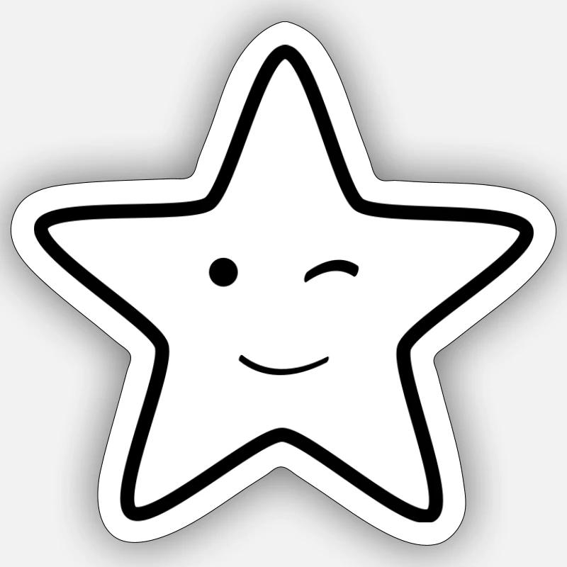 Zwinkernder Stern - Sticker Größe S (10 x 10 cm) - Mattweiß