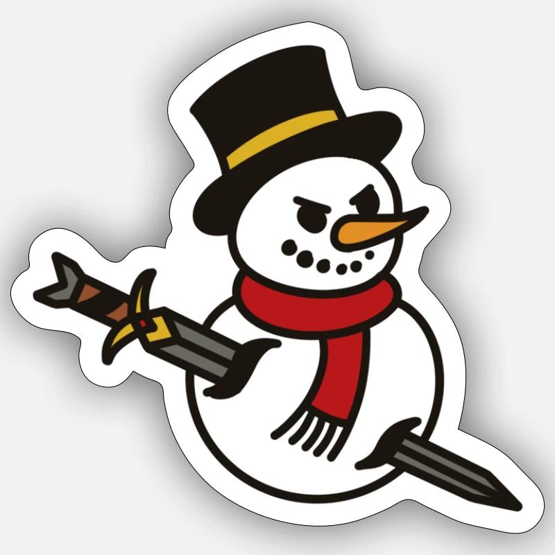 Aggressiver Schneemann mit Messer - Sticker Größe S (10 x 10 cm) - Mattweiß