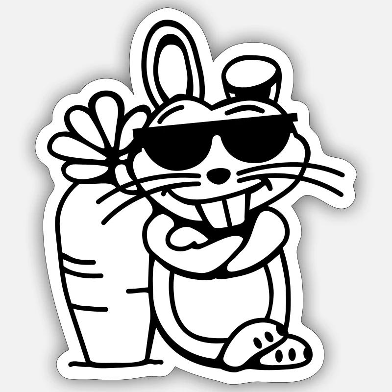 Cooler Hase (vec) Sticker Größe S (10 x 10 cm)