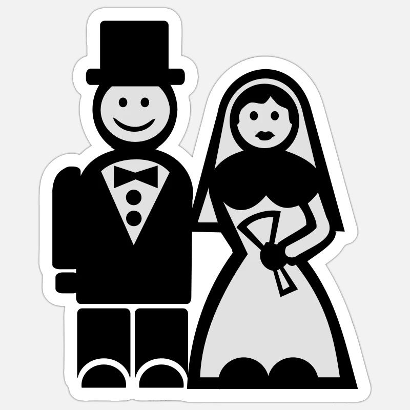 Hochzeit - Sticker Größe S (10 x 10 cm) - Mattweiß