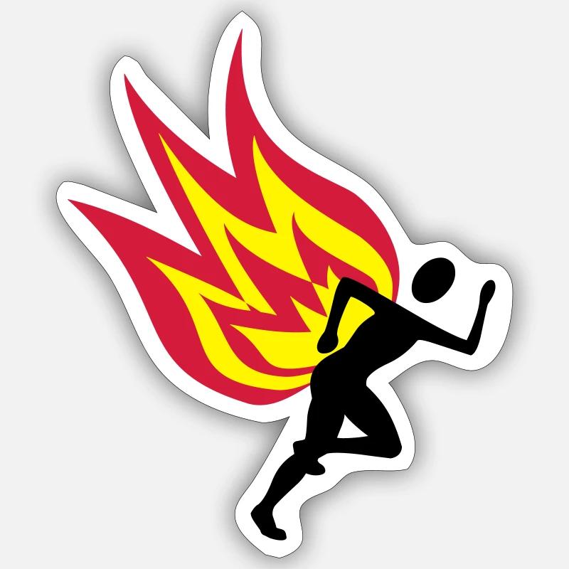 Jogger fire - Sticker size S (10 x 10 cm) - white matte