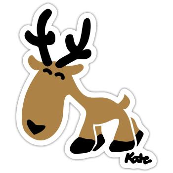 Rentier Rudi (c) - Sticker size S (10 x 10 cm) - white matte - Front