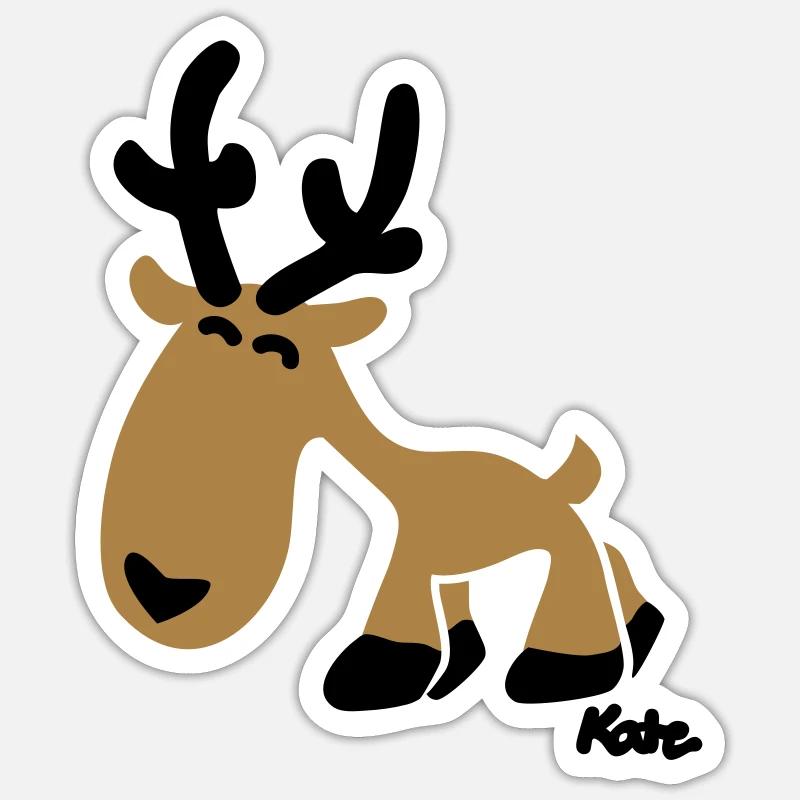 Rentier Rudi (c) - Sticker size S (10 x 10 cm) - white matte