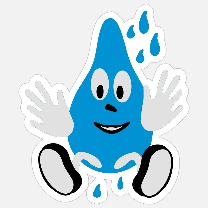lachender Regentropfen - Sticker Größe S (10 x 10 cm) - Mattweiß