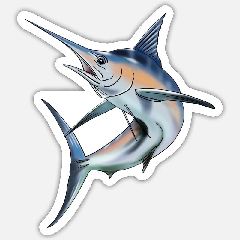 Speerfisch - Sticker Größe S (10 x 10 cm) - Mattweiß