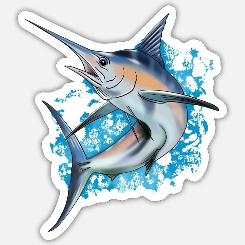 Speerfisch - Sticker Größe S (10 x 10 cm) - Mattweiß