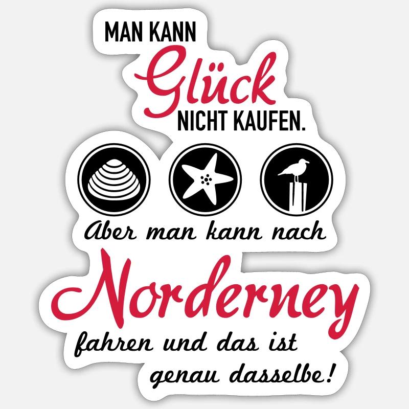 Glück Norderney - Sticker Größe S (10 x 10 cm) - Mattweiß