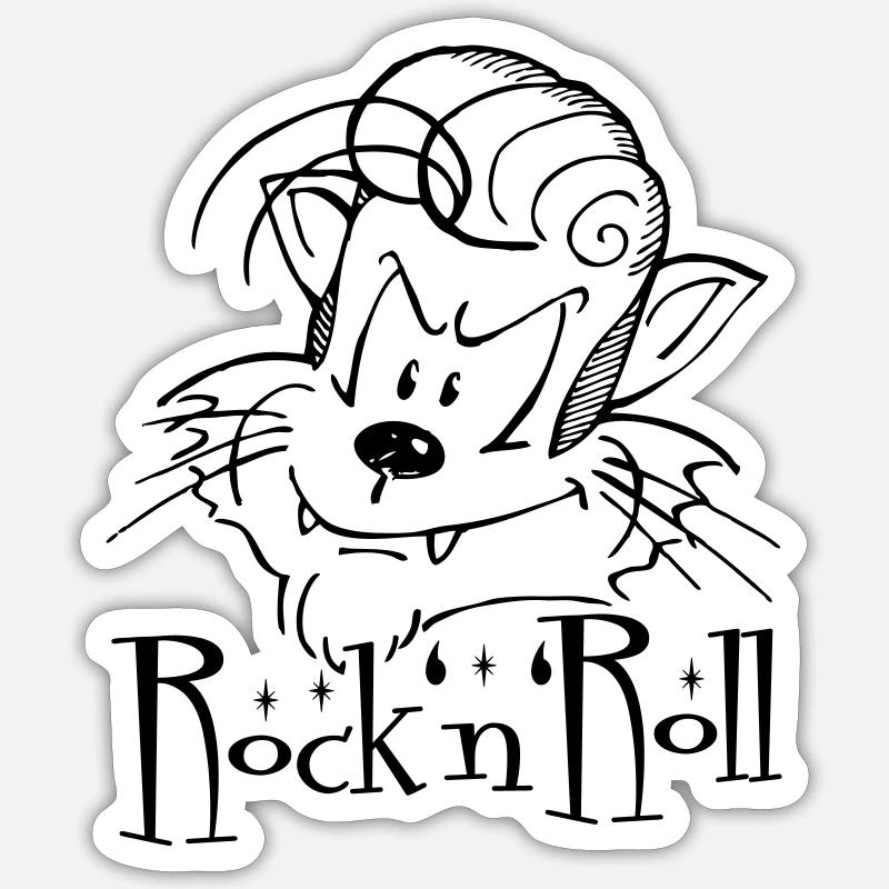 Rock'n'Roll Cat - Sticker size S (10 x 10 cm) - white matte