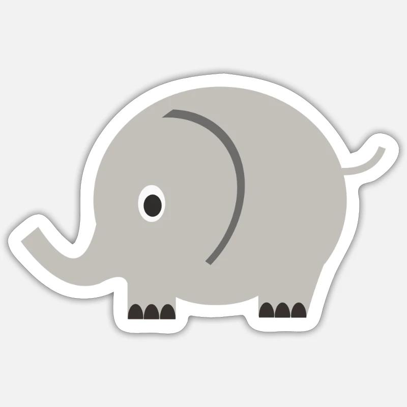 éléphant - Sticker taille S (10 x 10 cm) - blanc mat