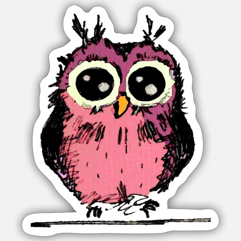 Niedliche rosa Eule - Sticker Größe S (10 x 10 cm) - Mattweiß