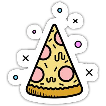 Une tranche de pizza t-shirt - Sticker taille S (10 x 10 cm) - blanc mat - Devant