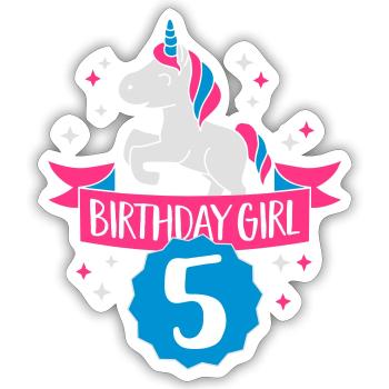 Birthday Girl - Five Years old - Sticker size S (10 x 10 cm) - white matte - Front