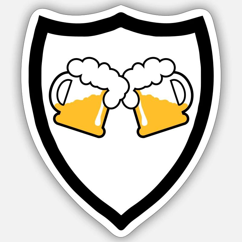 Bier Emblem 2c - Sticker Größe S (10 x 10 cm) - Mattweiß