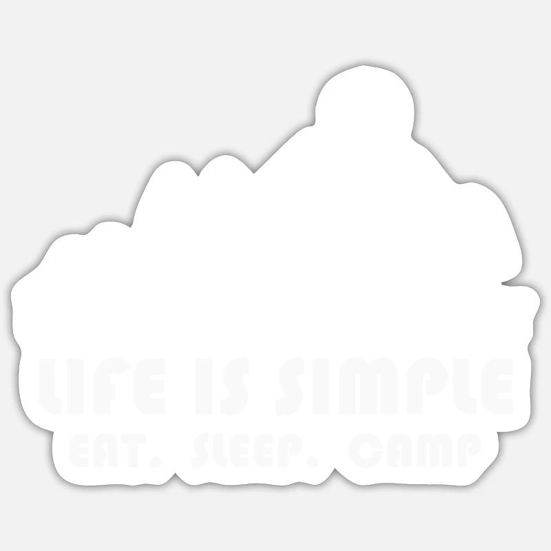 Das Leben ist einfach. Liebe Camping - Sticker Größe S (10 x 10 cm) - Mattweiß