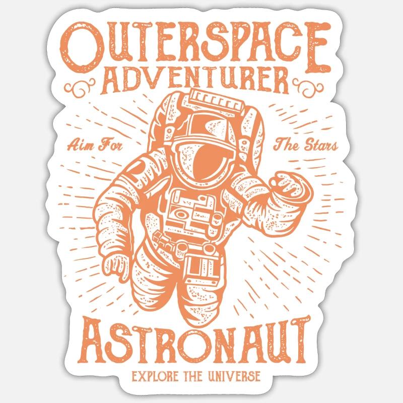 L'astronaute. aventurier de l'espace extra-atmosphérique! - Sticker taille S (10 x 10 cm) - blanc mat
