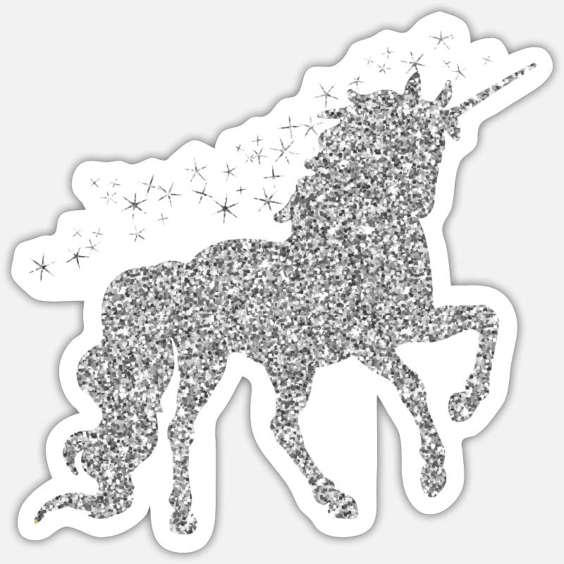 Das silberne glitzer Einhorn - Sticker Größe S (10 x 10 cm) - Mattweiß