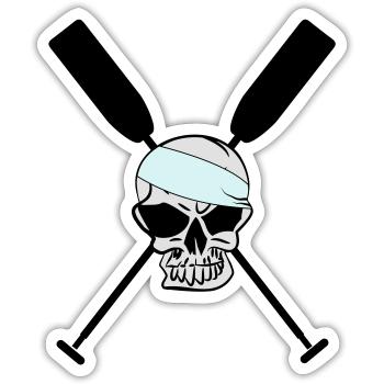 Paddle oars crossed skull skull Skull 3c - Sticker size S (10 x 10 cm) - white matte - Front