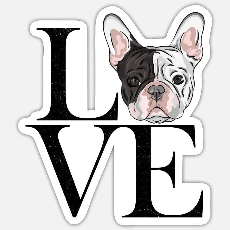 noir bouledogue français - Sticker taille S (10 x 10 cm) - blanc mat