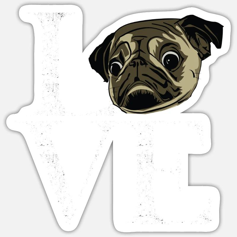 Mops white - Sticker Größe S (10 x 10 cm) - Mattweiß