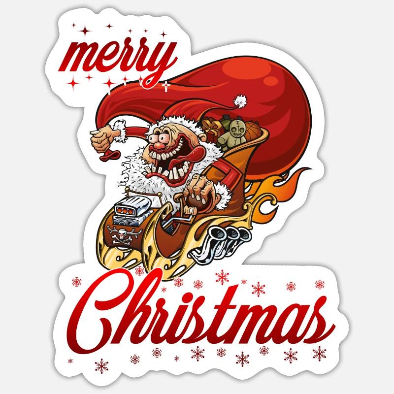 joyeux noël réglage père - Sticker taille S (10 x 10 cm) - blanc mat