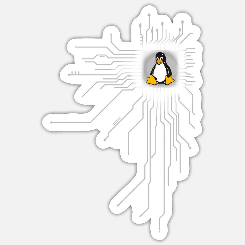 platine Pinguin Core Herz Computer pc Nerd program - Sticker Größe S (10 x 10 cm) - Mattweiß