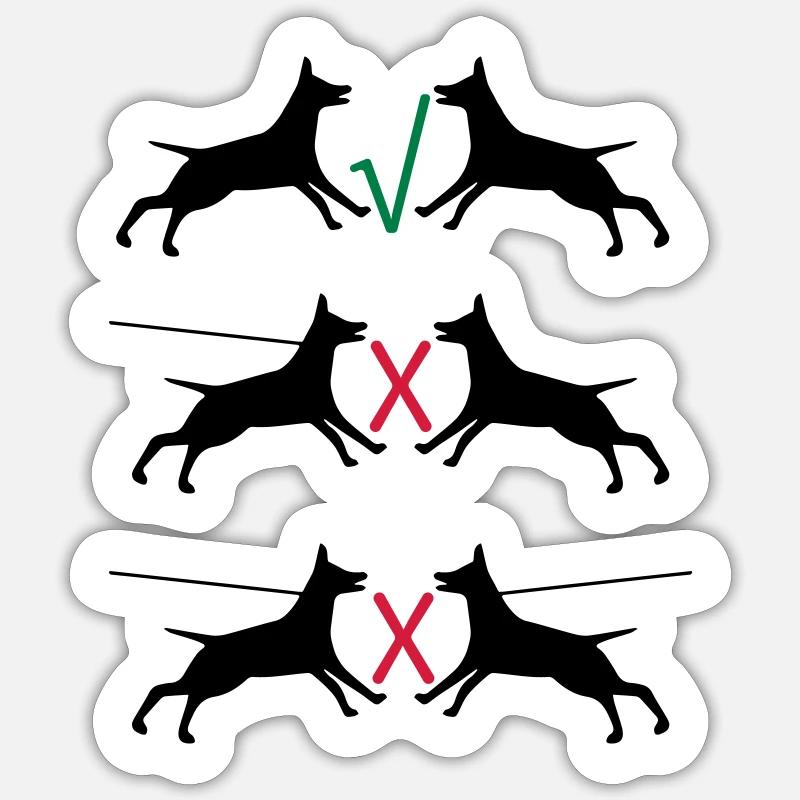 Dogs on a leash - Sticker size S (10 x 10 cm) - white matte