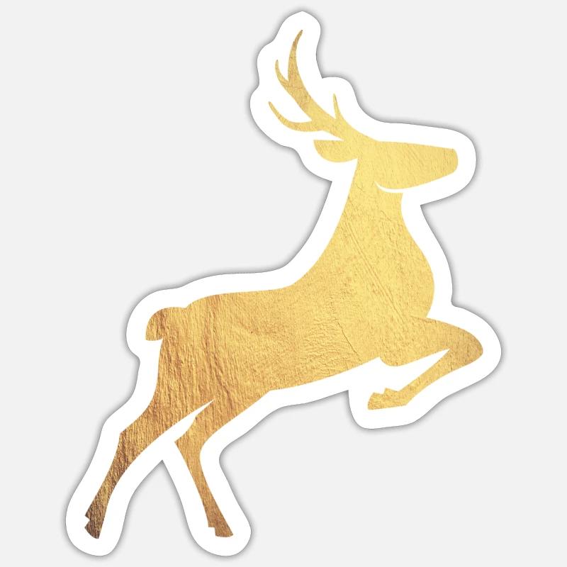 Goldener Hirsch - Sticker taille S (10 x 10 cm) - blanc mat