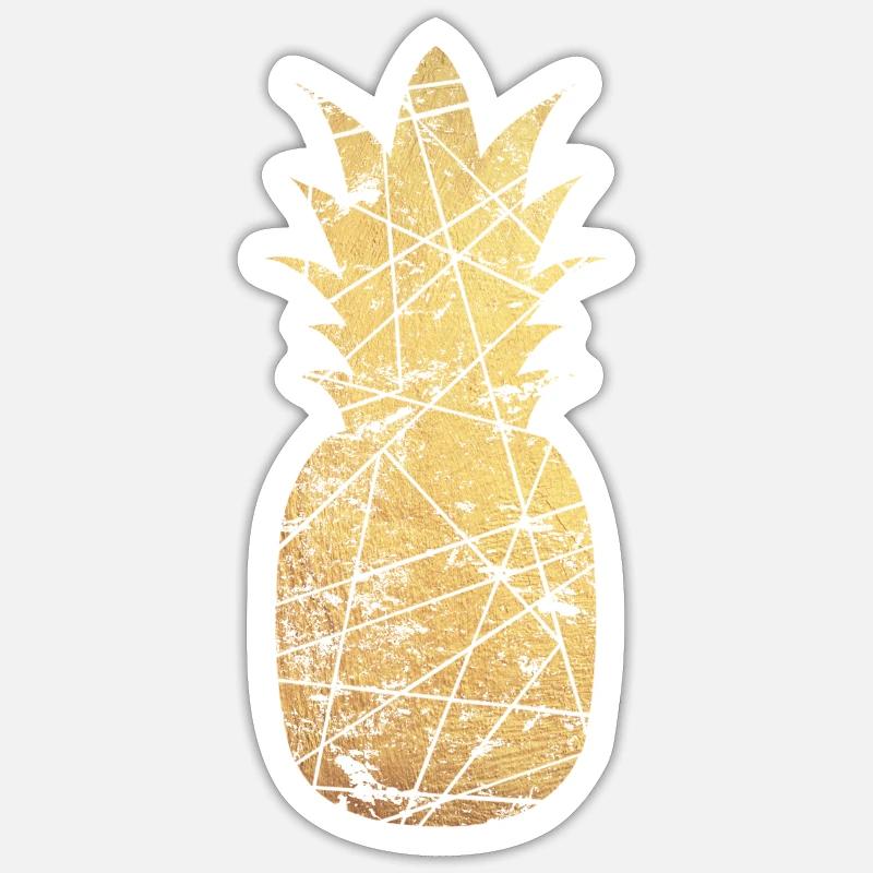 ananas or - Sticker taille S (10 x 10 cm) - blanc mat
