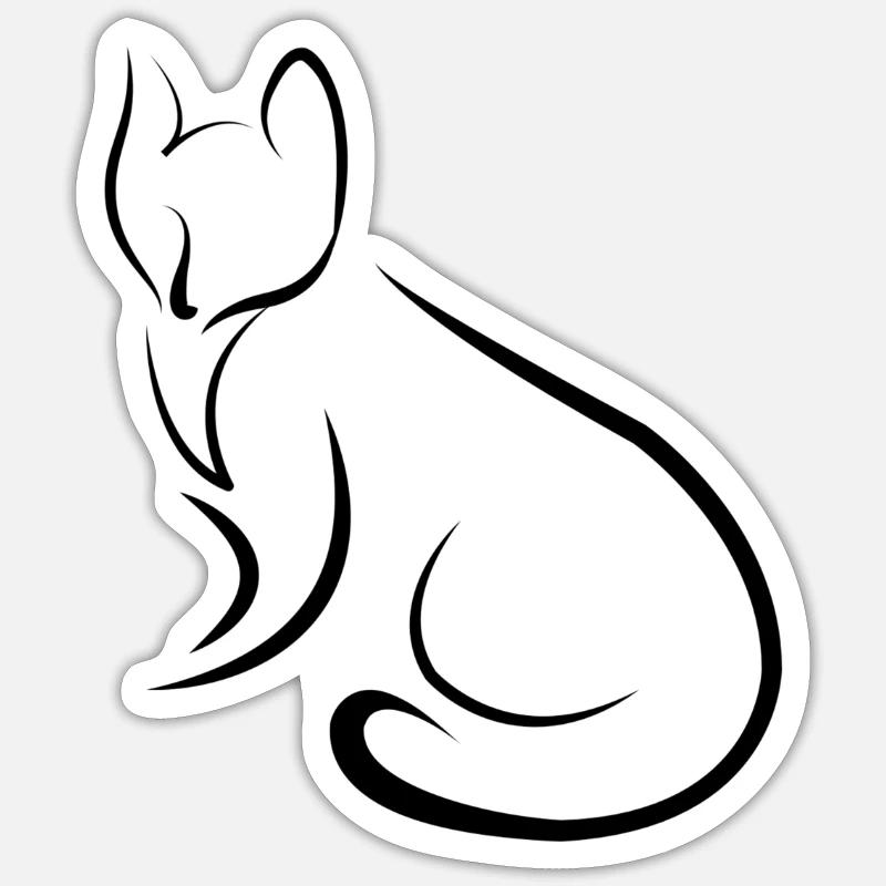 chat - Sticker taille S (10 x 10 cm) - blanc mat