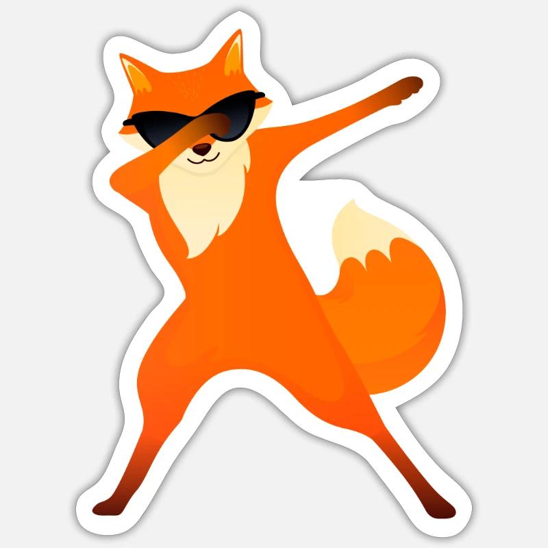 Fox Dabbing - Dab Dance - Sticker taille S (10 x 10 cm) - blanc mat