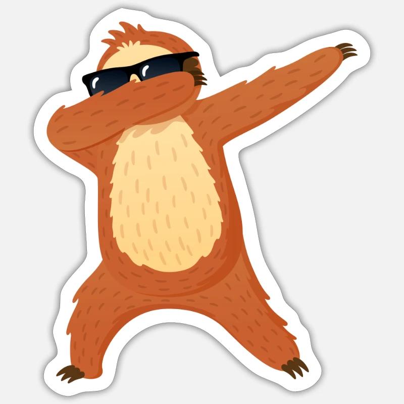 Faultier Dab Dabbing Sonnenbrille Chill - Sticker Größe S (10 x 10 cm) - Mattweiß