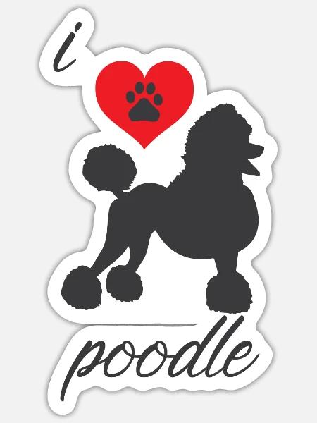 Ich liebe meinen Pudel Shirt Design Geschenk - Sticker Größe S (10 x 10 cm) - Mattweiß