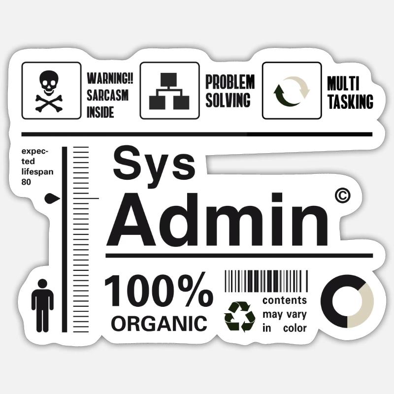 Sys Admin Pingouin Ordinateur Nerd pc Platine cpu ner - Sticker taille S (10 x 10 cm) - blanc mat