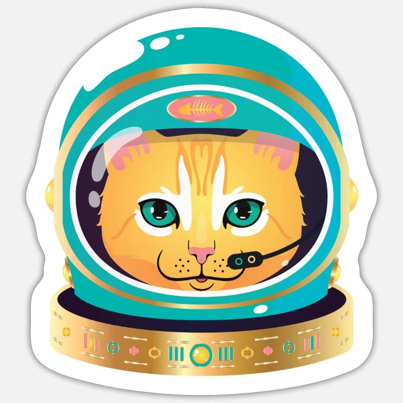Cosmonaut Cat - Sticker taille S (10 x 10 cm) - blanc mat