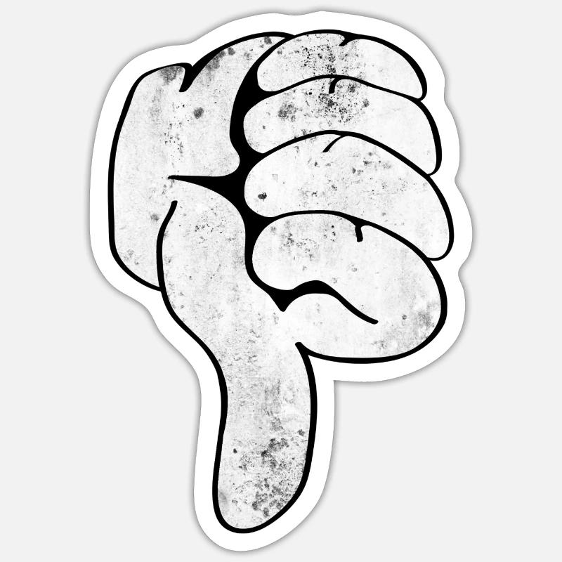 Pouces vers le bas - Sticker taille S (10 x 10 cm) - blanc mat