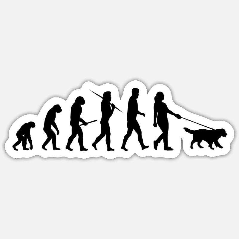 Evolution Dog Walking Gift - Sticker taille S (10 x 10 cm) - blanc mat