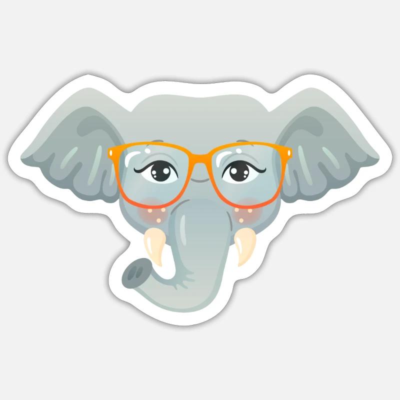 Geek Elephant - Sticker size S (10 x 10 cm) - white matte