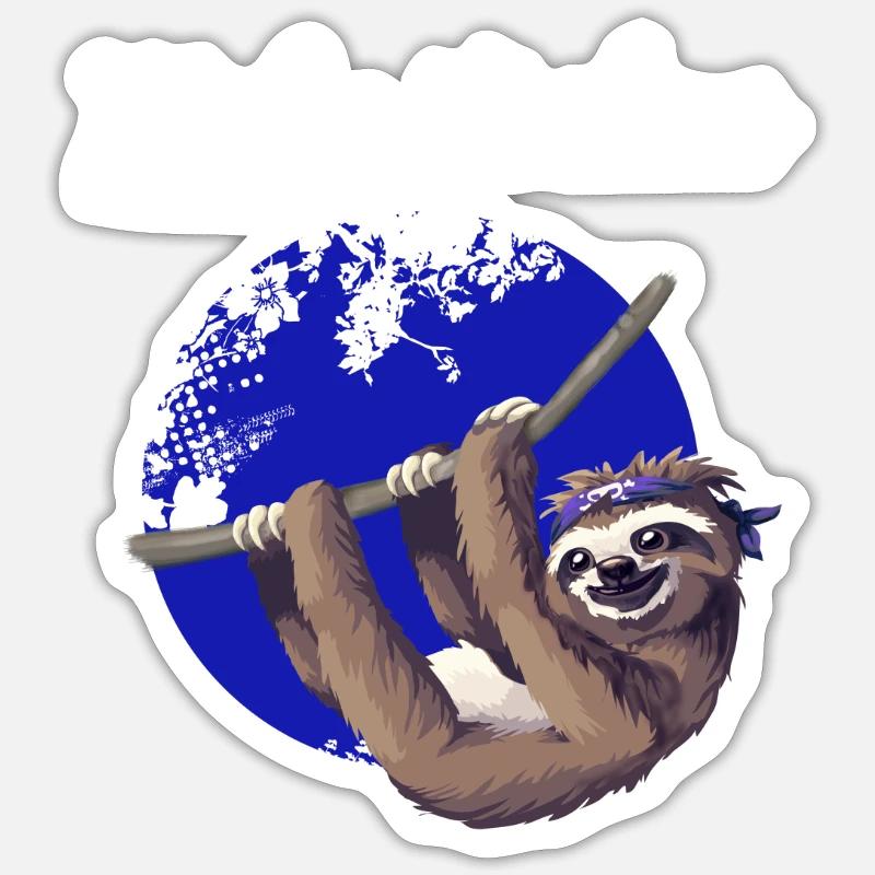 sloth make it slow Faultier langsam Nerd pc chill - Sticker Größe S (10 x 10 cm) - Mattweiß